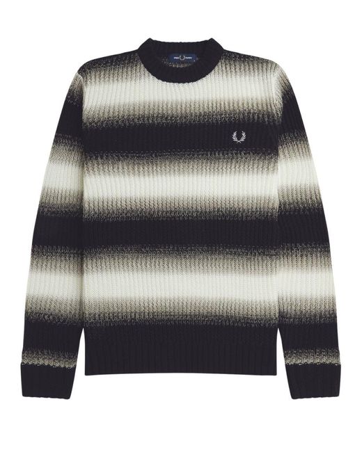 Fred Perry Gray Fp Striped Open Knit Jumper for men