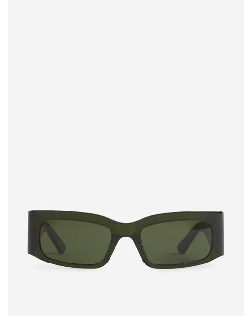 Balenciaga Green Rectangular Logo Sunglasses for men