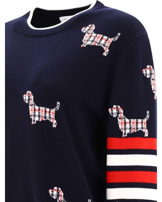 Thom Browne Blue "Hector 4-Stripe" Sweater for men