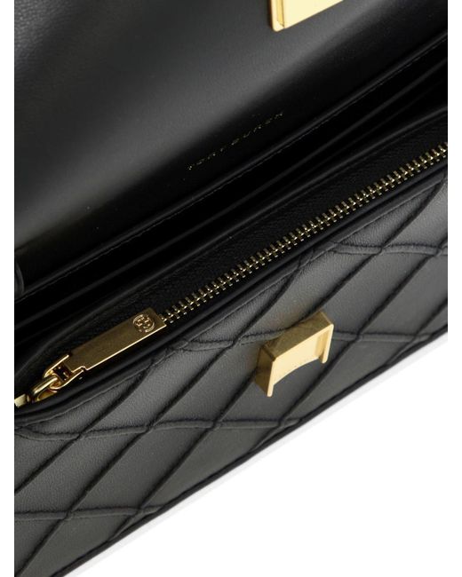 Tory Burch Black "Fleming Soft" Wallet With Chain
