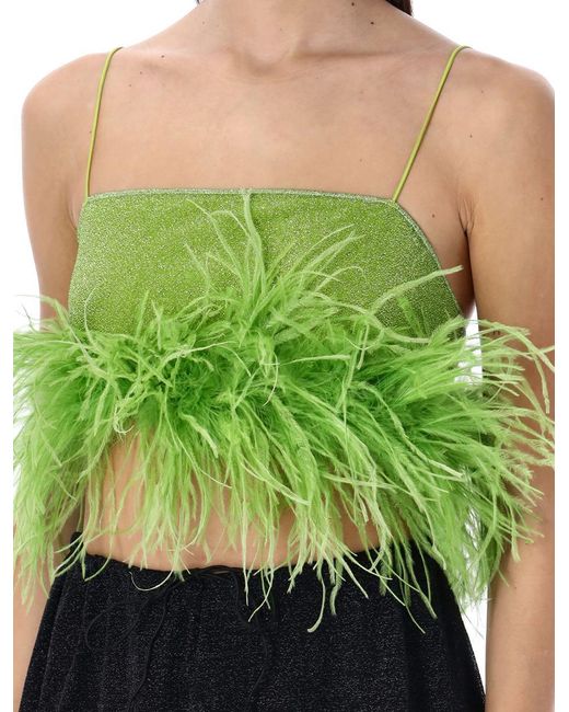 Oseree Green Lumière Feather Top