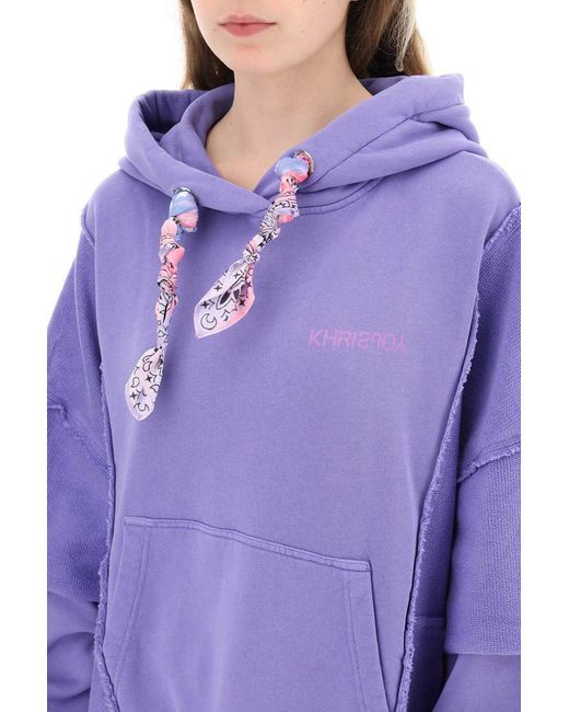 Khrisjoy Purple Oversized Hooded Sweatshirt