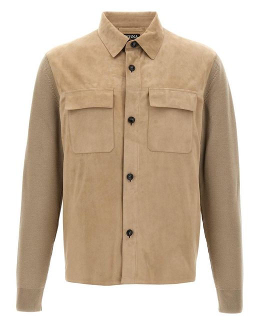 Zegna Natural Two-Material Overshirt for men