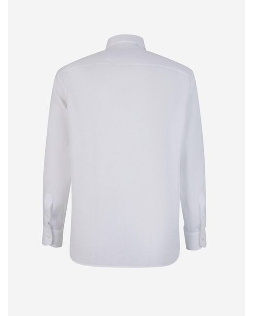 Brioni White Linen Plain Shirt for men