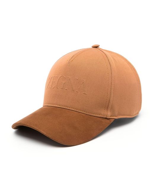 Zegna Brown Cotton And Wool Baseball Cap Accessories for men