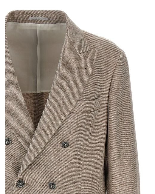 Brunello Cucinelli Natural Diagonal Deconstructed Blazer for men