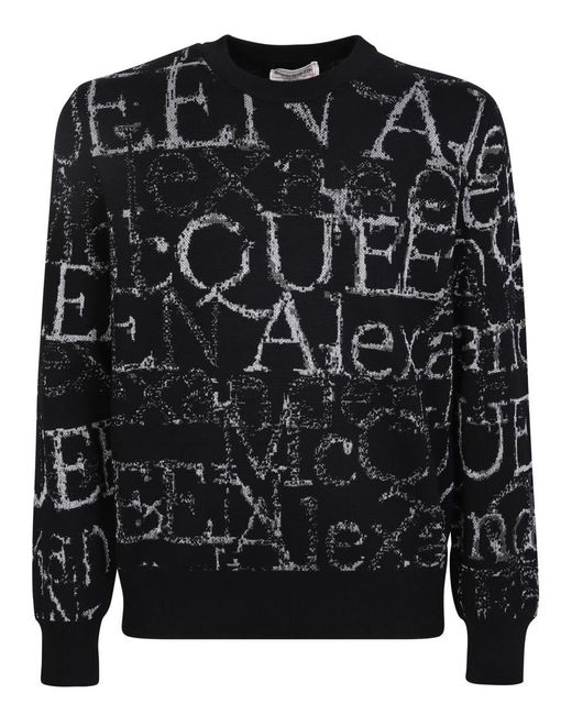 Alexander McQueen All-over Logo Black Pullover for Men | Lyst
