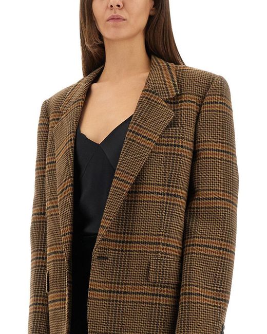 Saint Laurent Brown Prince Of Wales Wool Jacket