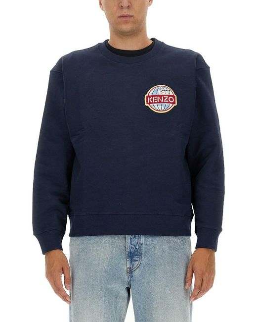 KENZO Blue Globe Classic Sweatshirt for men