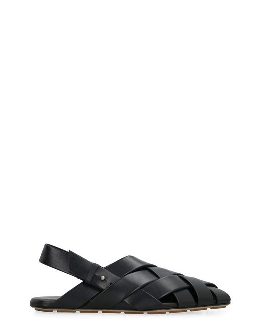 Bottega Veneta Black Alfie Leather Slipper for men