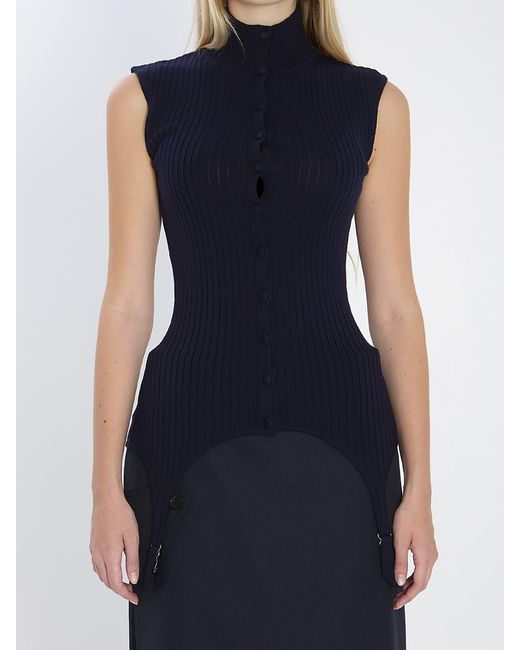 Jean Paul Gaultier Blue Top With Lingerie Garter