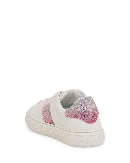 Versace Pink Greek Sneaker With Crystals