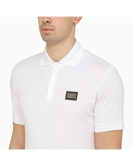 Dolce & Gabbana Dolce&gabbana White Short Sleeves Polo Logo Plaque for men