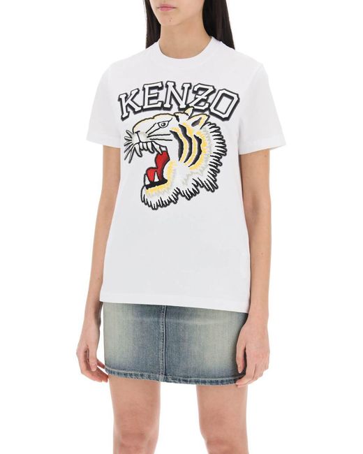 KENZO White Tiger Varsity Crew Neck T Shirt