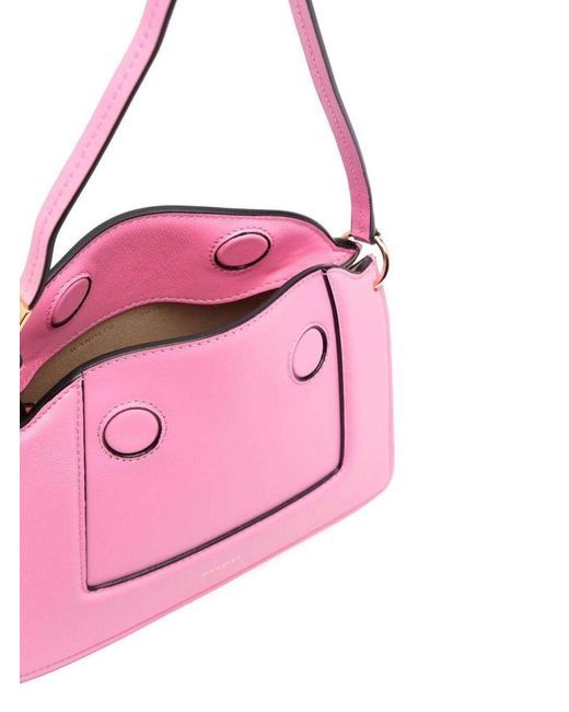 Wandler 'micro Penelope' Pink Shoulder Bag With Logo Print In Leather