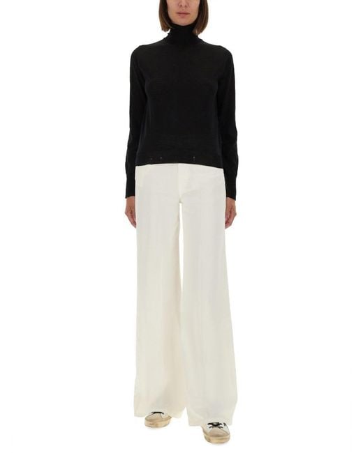 Golden Goose Deluxe Brand Black Fitted Turtleneck Sweater With Metallic Star Accents