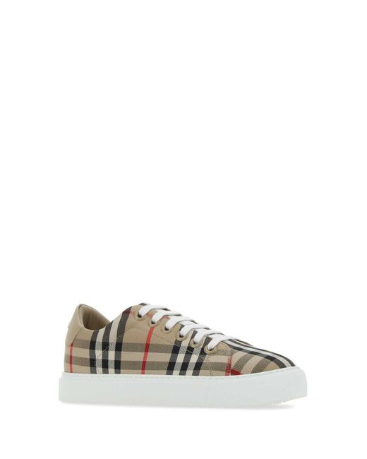 Burberry Multicolor Beige Vintage Check And Leather Low Top Sneakers