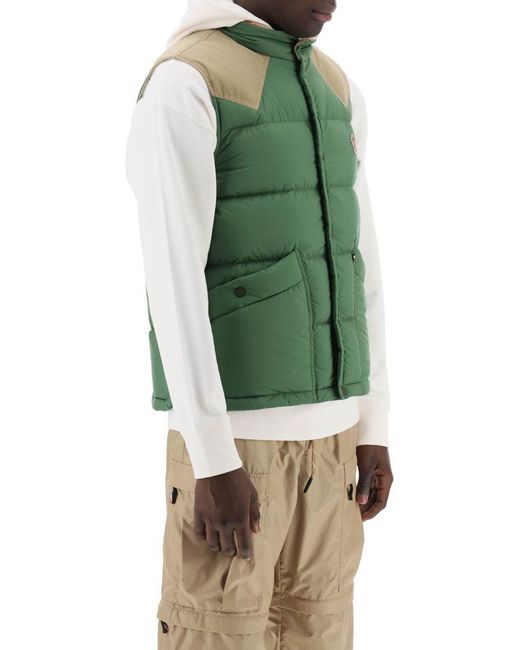3 MONCLER GRENOBLE Green Veny Padded Feather Vest For for men