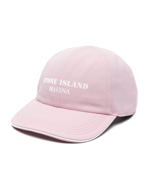 Stone Island Pink Logo Cotton Baseball Cap for men