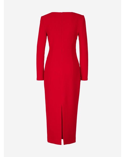 Roland Mouret Red Wool Midi Dress