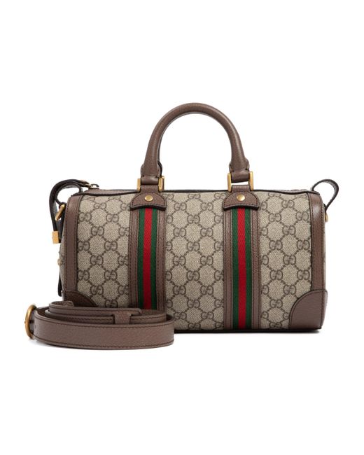 Gucci Brown Small GG Web Duffle Bag