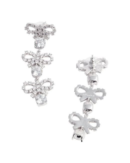 Self-Portrait Metallic Self Portrait Micro Bow Crystal Tiered Earrings