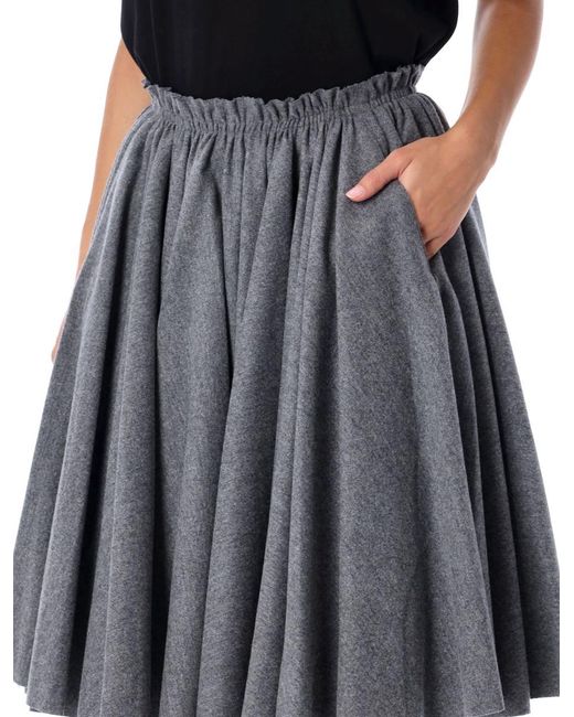AMI Gray Corolla Wool Flannel Midi Skirt