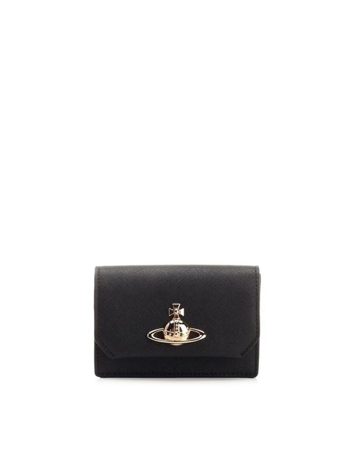 Vivienne Westwood Black Orb Plaque Folded Wallet
