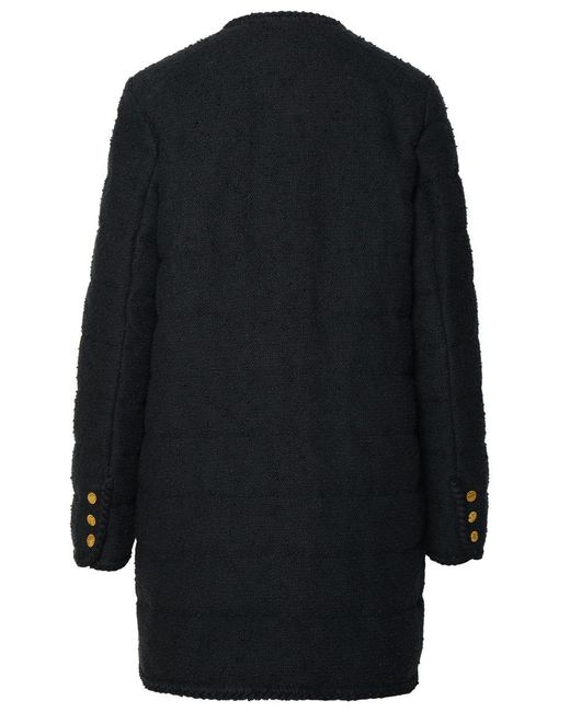 Moncler 'epafo' Long Black Cotton Blend Down Jacket