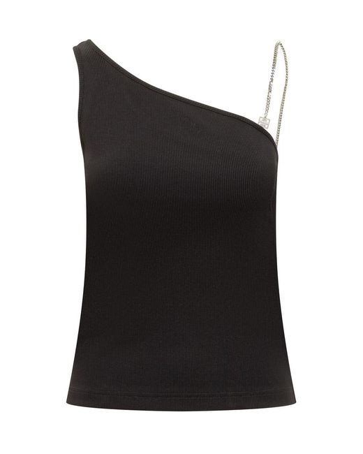 Givenchy Black Asymmetrical Cotton Top With Chain