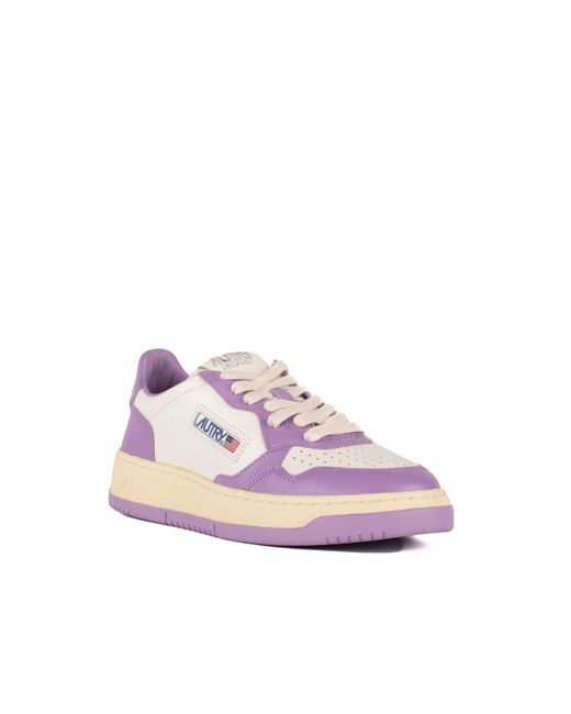Autry Purple And Lilac Two-Tone Leather Medalist Low Sneakers