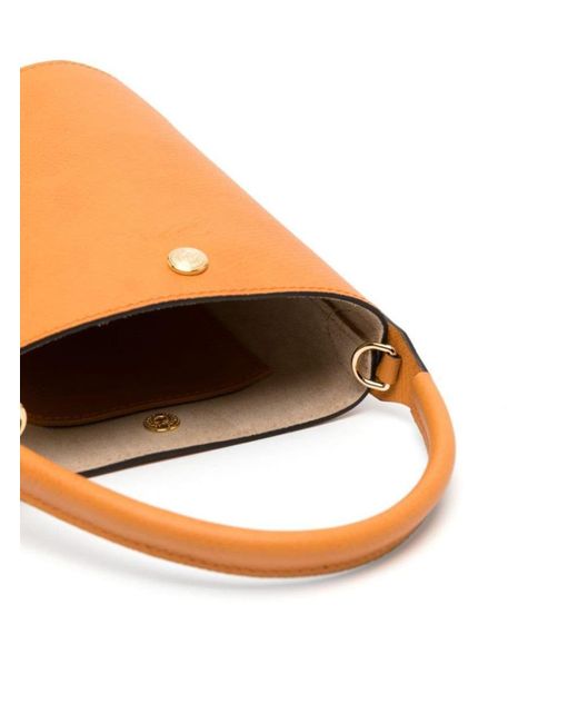 Longchamp Orange 'Xs Epure' Bucket Bag With Embossed Logo