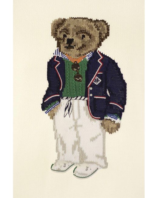 Polo Ralph Lauren White Bear Cotton Crew-neck Polo Shirt
