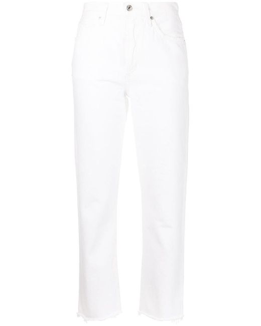Citizens of Humanity White High-Rise Cropped Jeans