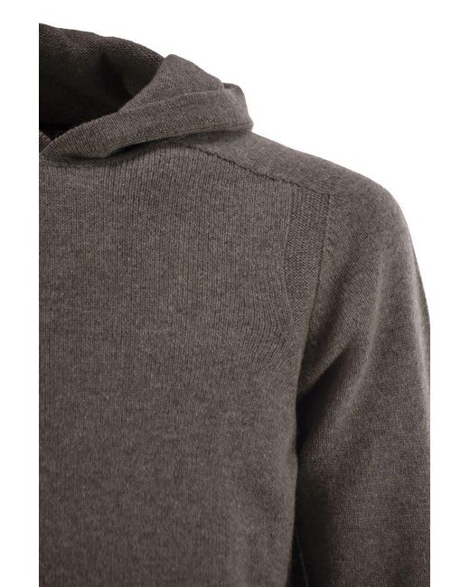 Tagliatore Gray Virgin Wool Sweater With Hood for men