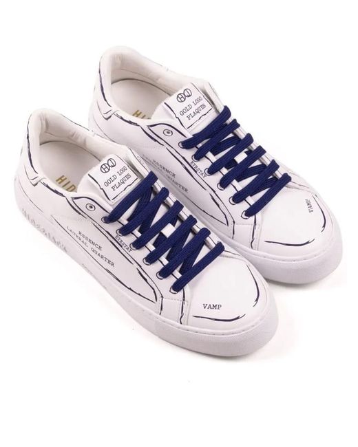 HIDE & JACK Blue Low Top Essence Screen Printing Shoes for men