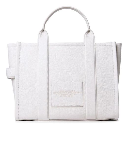 Marc Jacobs White Cream Leather Midi Tote Bag