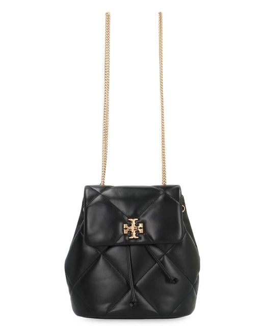 Tory Burch Black Mini Kira Diamond Quilt Leather Backpack