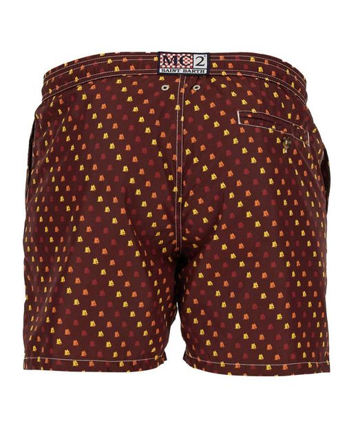 Mc2 Saint Barth Red Boxer Swimsuit With Print for men