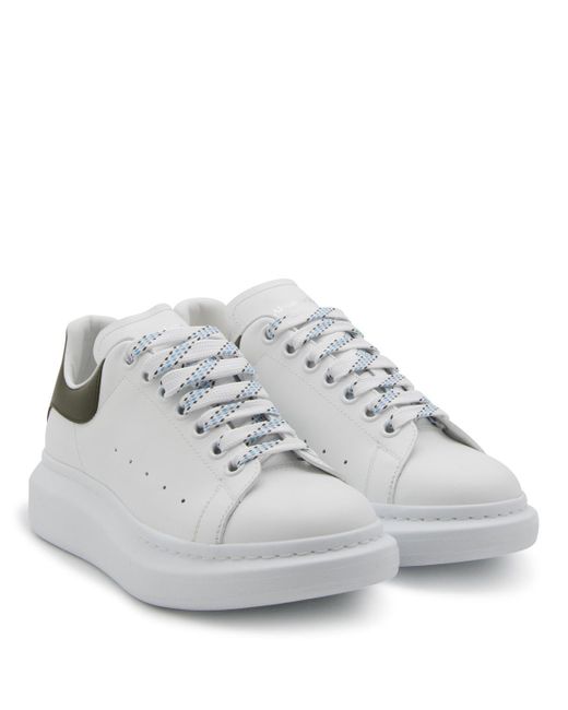 Alexander McQueen Gray White And Khaki Leather Oversized Sneakers for men