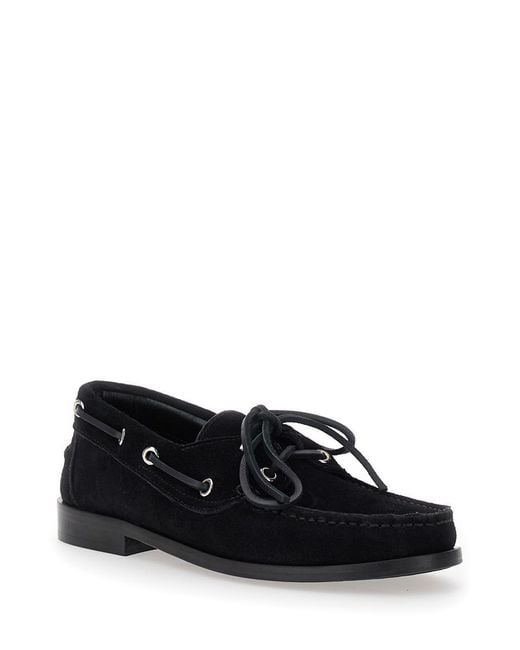 Aeyde White Boat Shoes With Side Laces