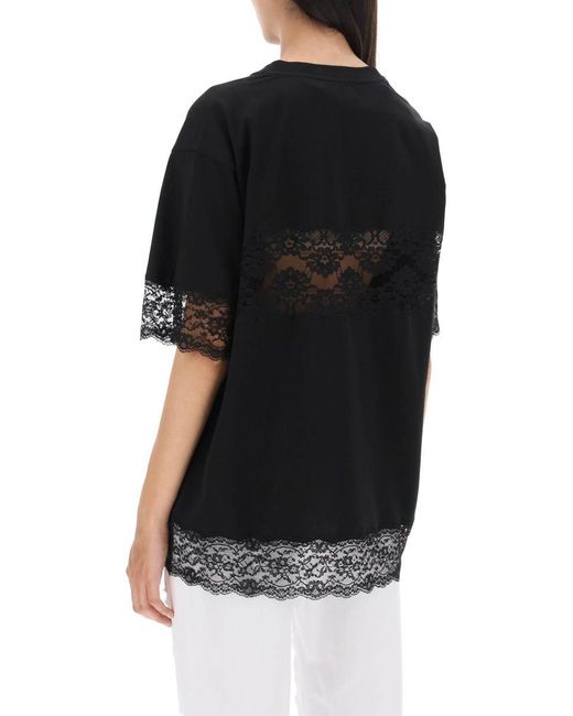 Dolce & Gabbana Black T-shirt With Lace Inserts