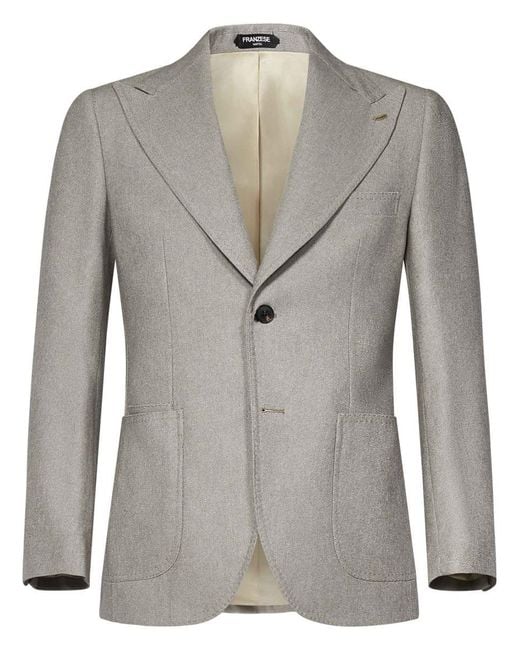 Franzese Collection Gray Franzese Napoli Stefano De Martino Model Blazer for men