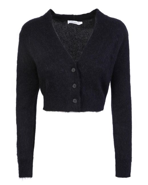 Fabiana Filippi Black Mohair Wool Short Cardigan With 3 Buttons