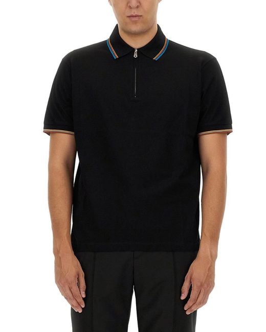 Paul Smith Black Zip Polo for men