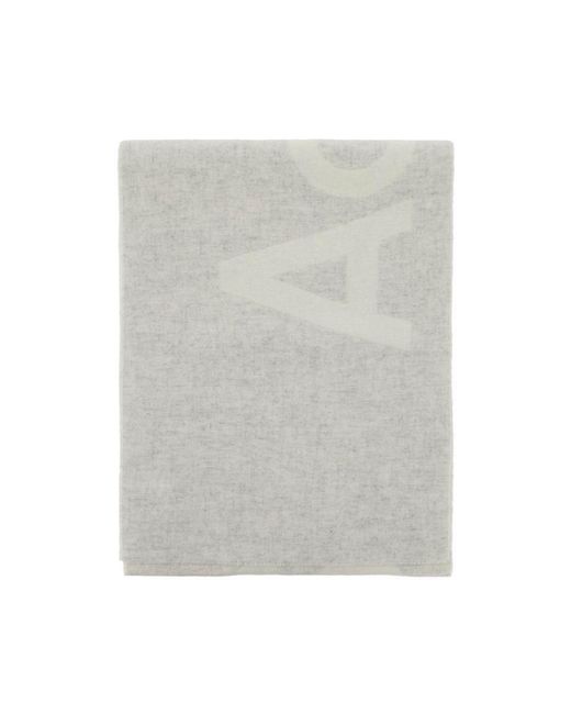 Acne Gray Wool Blend Scarf With Logo