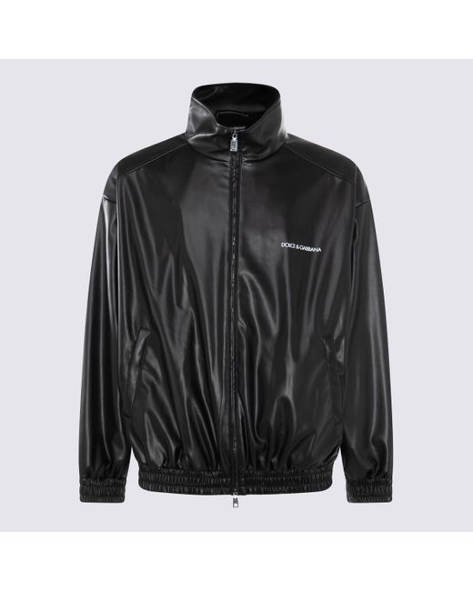 Dolce & Gabbana Black Faux Leather Casual Jacket for men