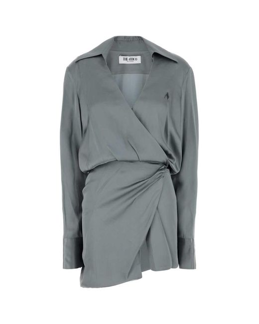 The Attico Women's Gray Satin Mini Dress