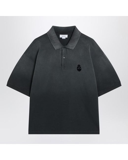 Alexander McQueen Black Faded Effect Polo Shirt In for men