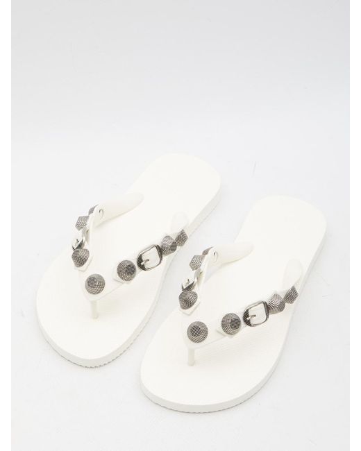 Balenciaga White Cagole Thong Sandals